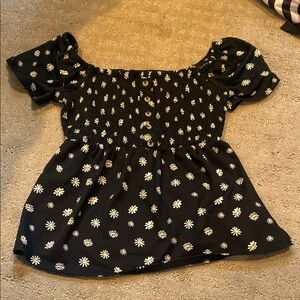 Black Floral Off-Shoulder Top